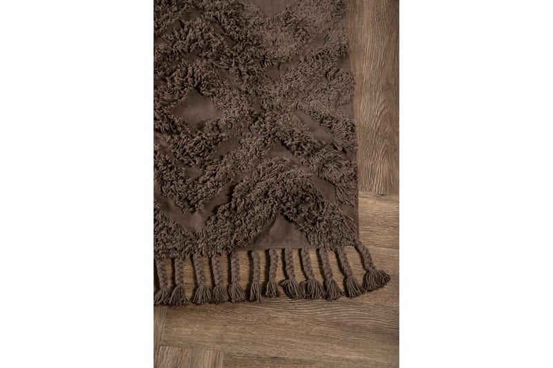 Hilma Bomuldstæppe Rektangulær 70x200 cm - Brun - Tekstiler - Tæpper - Moderne tæppe - Bomuldstæpper