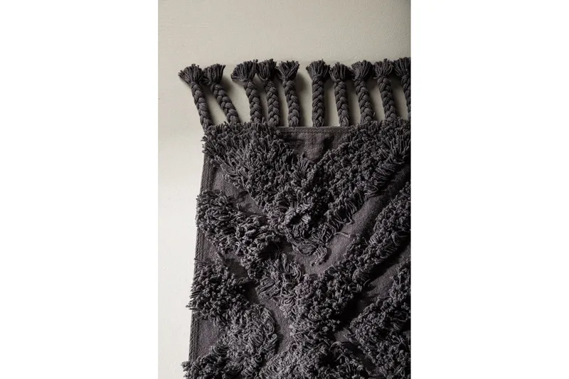 Hilma Bomuldstæppe Rektangulær 70x200 cm - Mørkegrå - Tekstiler - Tæpper - Moderne tæppe - Bomuldstæpper