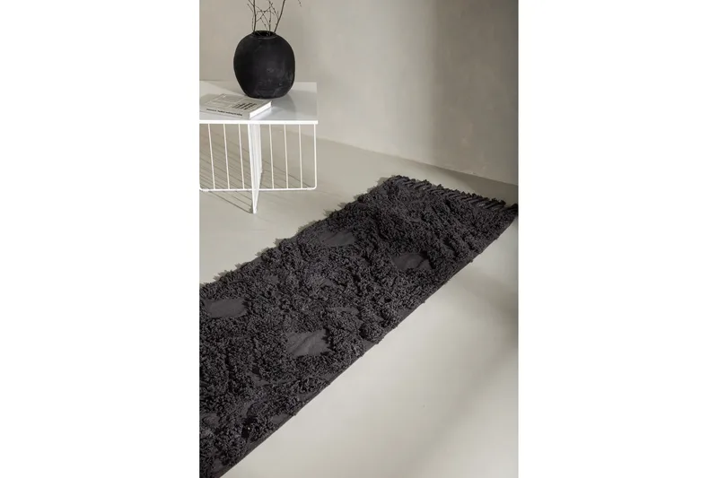 Hilma Bomuldstæppe Rektangulær 70x200 cm - Mørkegrå - Tekstiler - Tæpper - Moderne tæppe - Bomuldstæpper