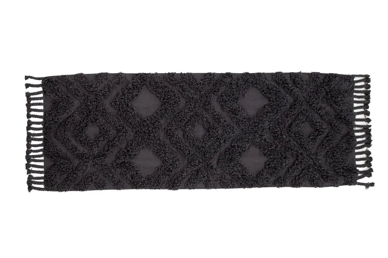 Hilma Bomuldstæppe Rektangulær 70x200 cm, Mørkegrå