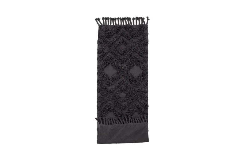 Hilma Bomuldstæppe Rektangulær 70x200 cm - Mørkegrå - Tekstiler - Tæpper - Moderne tæppe - Bomuldstæpper