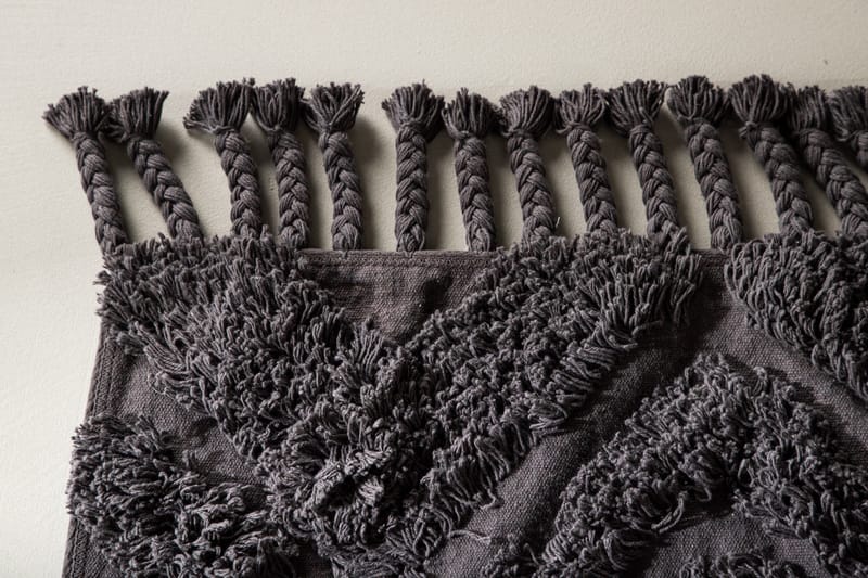 Hilma Bomuldstæppe Rektangulær 70x200 cm - Mørkegrå - Tekstiler - Tæpper - Moderne tæppe - Bomuldstæpper