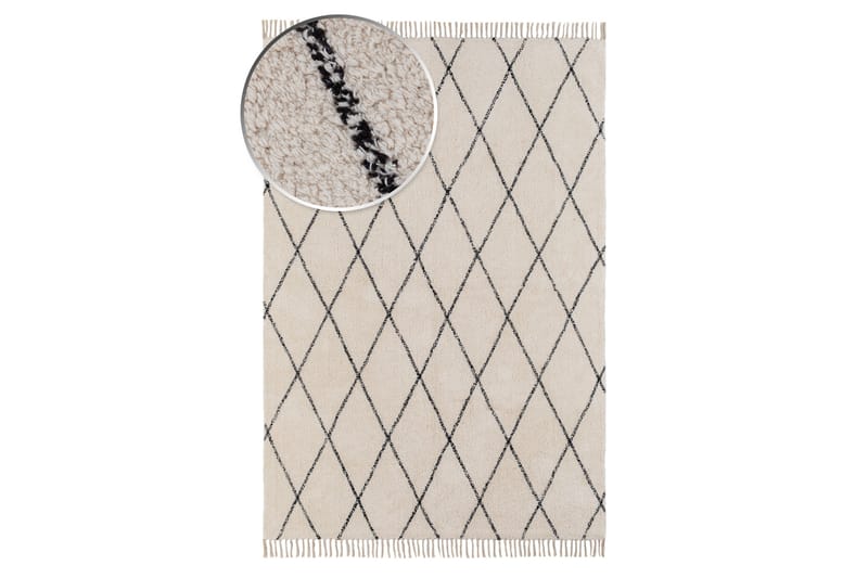 Saltholm Bomuldstæppe 160x230 cm - Hvid/sort - Bomuldstæpper - Små tæpper
