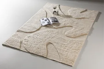 Boone Uldtæppe 160x230 cm - Beige - Tekstiler - Tæpper - Moderne tæppe - Uldtæppe