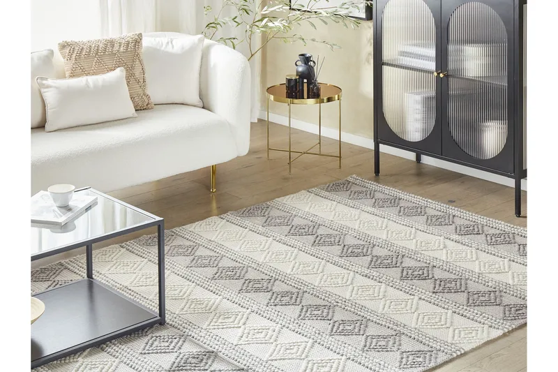 Bozova Uldtæppe 160x230 cm - Beige - Tekstiler - Tæpper - Moderne tæppe - Uldtæppe