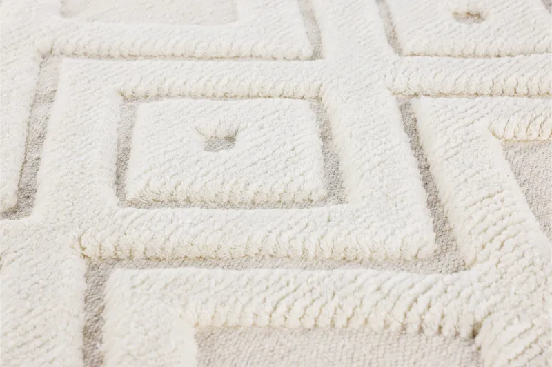 Dahlia Uldtæppe 200x300 cm Rektangulær - Hvid - Tekstiler - Tæpper - Moderne tæppe - Uldtæppe