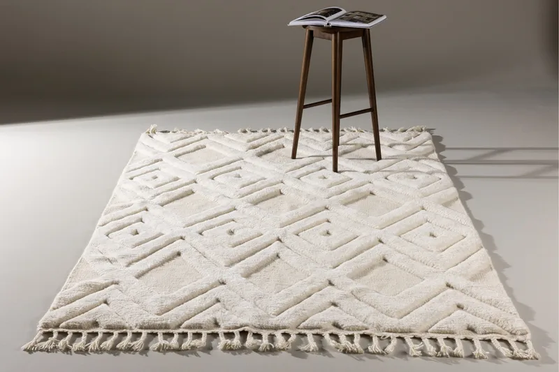 Dahlia Uldtæppe 200x300 cm Rektangulær - Hvid - Tekstiler - Tæpper - Moderne tæppe - Uldtæppe