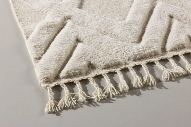 Dahlia Uldtæppe 200x300 cm Rektangulær - Hvid - Tekstiler - Tæpper - Moderne tæppe - Uldtæppe