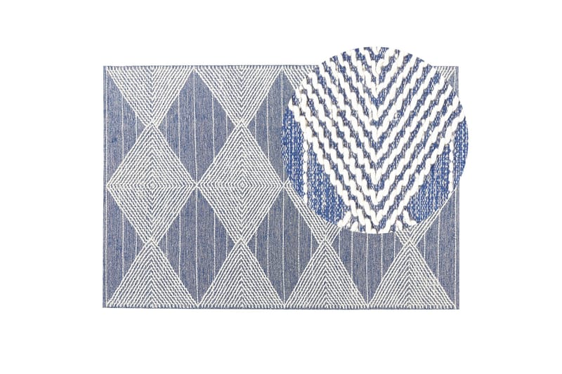 Datca Uldtæppe 140x200 cm - Blå - Tekstiler - Tæpper - Moderne tæppe - Uldtæppe