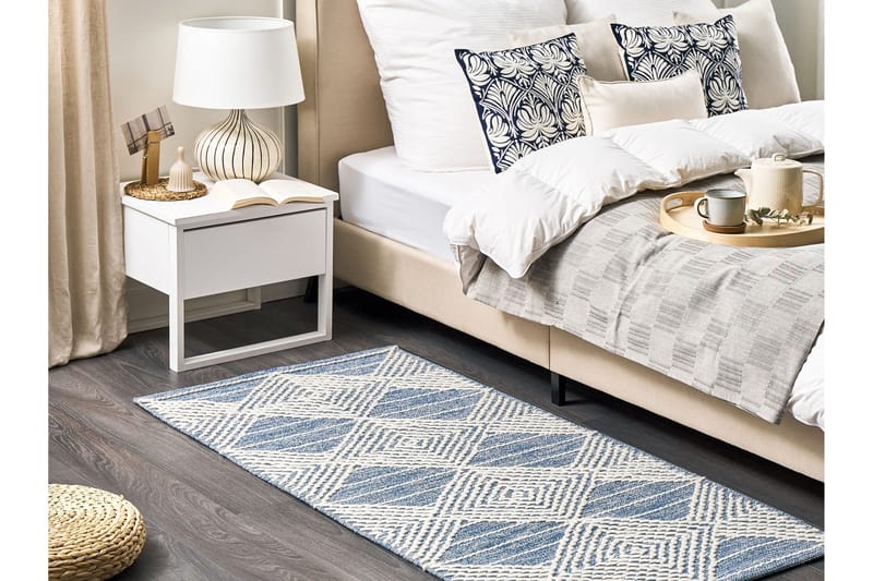 Datca Uldtæppe 80x150 cm - Blå - Tekstiler - Tæpper - Moderne tæppe - Uldtæppe