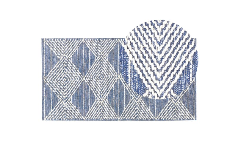 Datca Uldtæppe 80x150 cm - Blå - Tekstiler - Tæpper - Moderne tæppe - Uldtæppe
