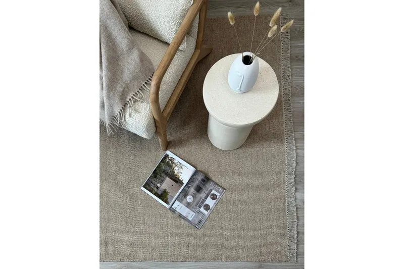 Eden Uldtæppe 140x200 cm Rektangulær - Beige - Tekstiler - Tæpper - Moderne tæppe - Uldtæppe