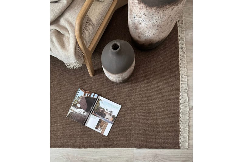 Eden Uldtæppe 75x150 cm Rektangulær - Brun - Tekstiler - Tæpper - Moderne tæppe - Uldtæppe