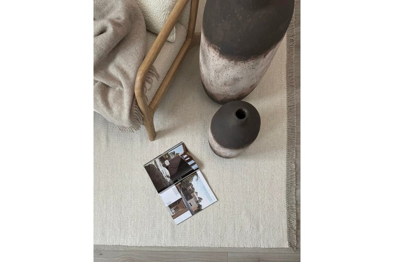 Eden Uldtæppe 75x150 cm Rektangulær - Creme - Tekstiler - Tæpper - Moderne tæppe - Uldtæppe