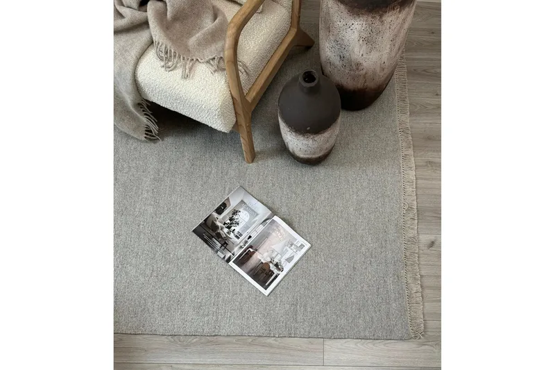 Eden Uldtæppe 75x150 cm Rektangulær - Sølv - Tekstiler - Tæpper - Moderne tæppe - Uldtæppe