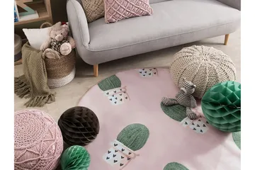 Eldivan Ryetæppe 120x120 cm - Rosa - Tekstiler - Tæpper - Moderne tæppe - Wiltontæpper