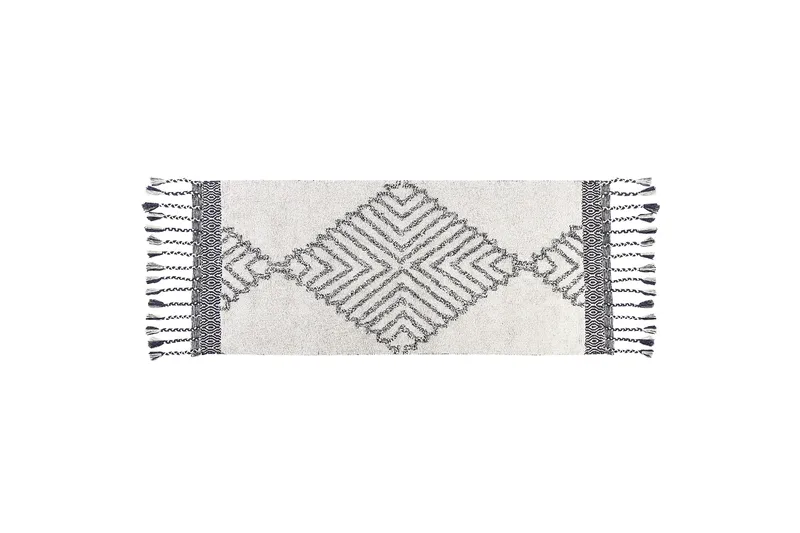 Eray Ryetæppe 80x150 cm, Sort/hvid