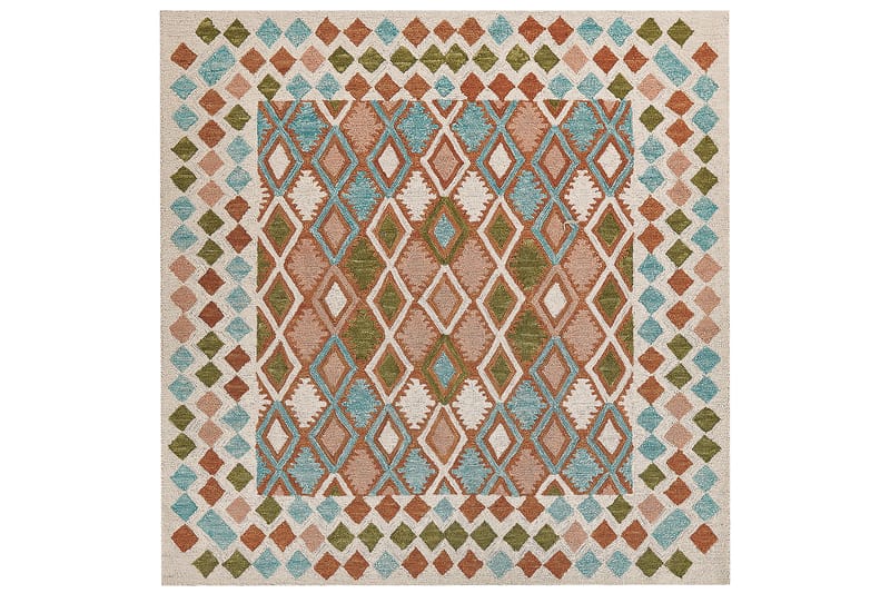 Ermenek Uldtæppe 200x200 cm Kvadratisk - Beige - Tekstiler - Tæpper - Moderne tæppe - Uldtæppe