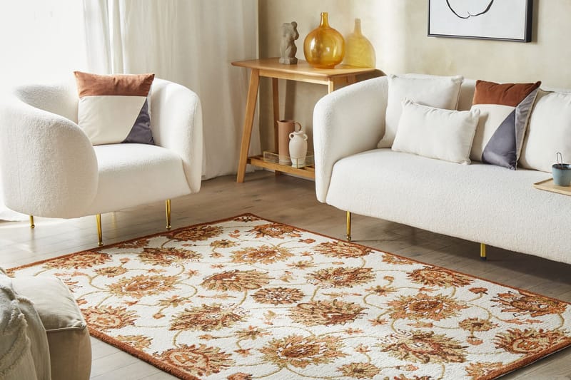 Ezine Ryetæppe 200x200 cm - Beige - Tekstiler - Tæpper - Moderne tæppe - Uldtæppe