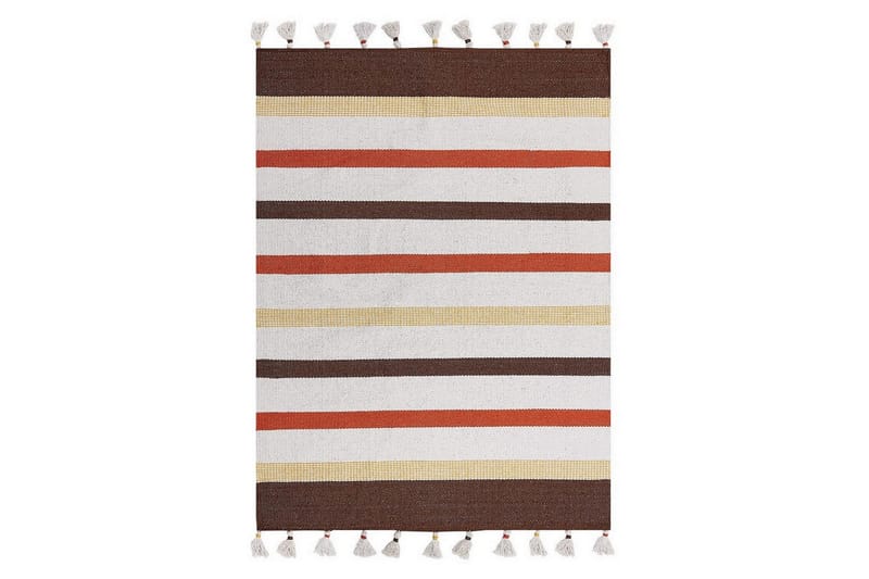 Fladvævet Hisarli, Brun, gul, orange, beige, 140x200 cm