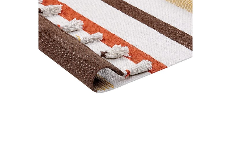 Fladvævet Hisarli - Brun, gul, orange, beige, 160x230 cm - Tekstiler - Tæpper - Moderne tæppe - Bomuldstæpper