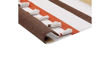 Fladvævet Hisarli - Brun, gul, orange, beige, 160x230 cm - Tekstiler - Tæpper - Moderne tæppe - Bomuldstæpper