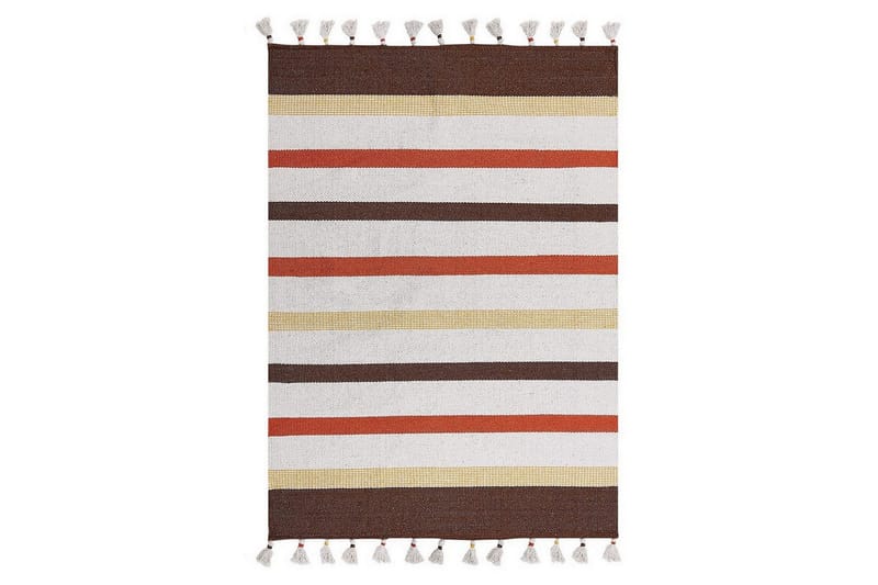 Fladvævet Hisarli - Brun, gul, orange, beige, 160x230 cm - Tekstiler - Tæpper - Moderne tæppe - Bomuldstæpper