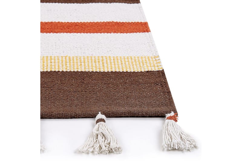 Fladvævet Hisarli - Brun, gul, orange, beige, 80x150 cm - Tekstiler - Tæpper - Moderne tæppe - Bomuldstæpper