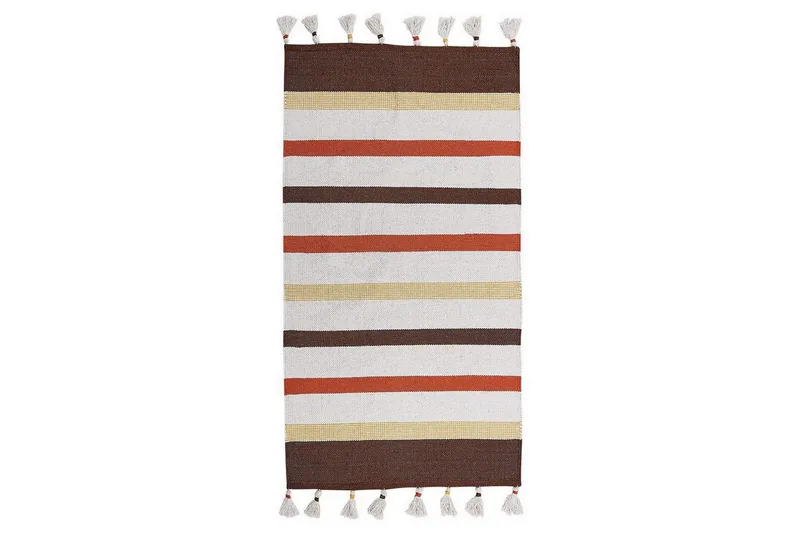 Fladvævet Hisarli, Brun, gul, orange, beige, 80x150 cm