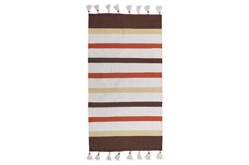 Fladvævet Hisarli, Brun, gul, orange, beige, 80x150 cm