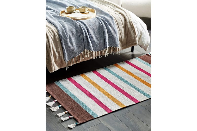 Fladvævet Hisarli - Flerfarvet, hvid, brun, blå, orange, 80x150 cm - Tekstiler - Tæpper - Moderne tæppe - Bomuldstæpper