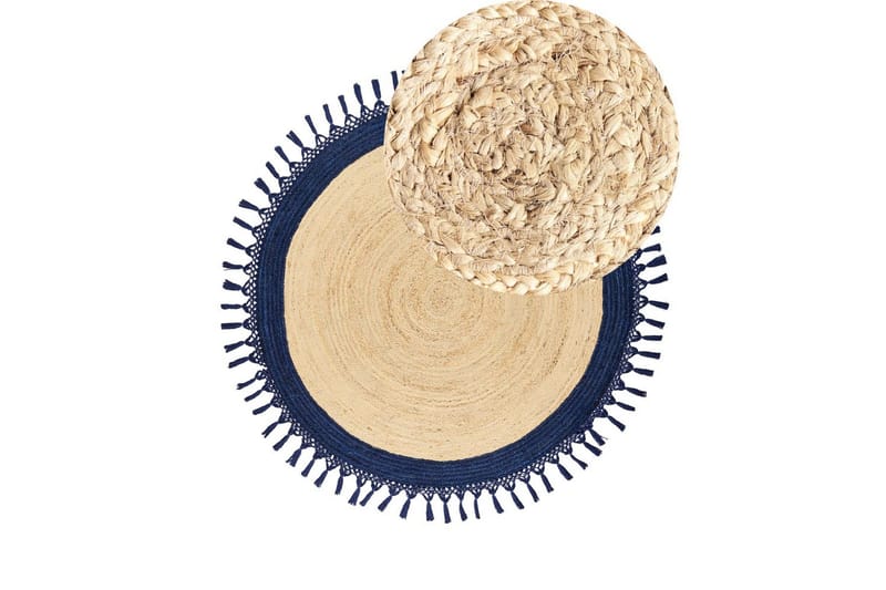 Fladvævet Marts - Beige, Blå, 140x140 cm - Tekstiler - Tæpper - Moderne tæppe - Sisaltæpper