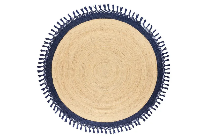 Fladvævet Marts, Beige, Blå, 200x200 cm