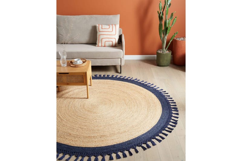 Fladvævet Marts - Beige, Blå, 200x200 cm - Tekstiler - Tæpper - Moderne tæppe - Sisaltæpper