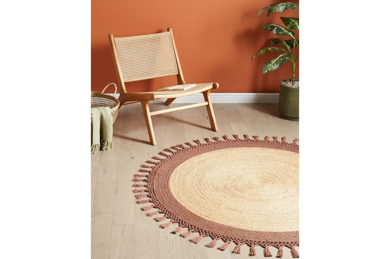 Fladvævet Marts - Beige, Brun, 140x140 cm - Tekstiler - Tæpper - Moderne tæppe - Sisaltæpper