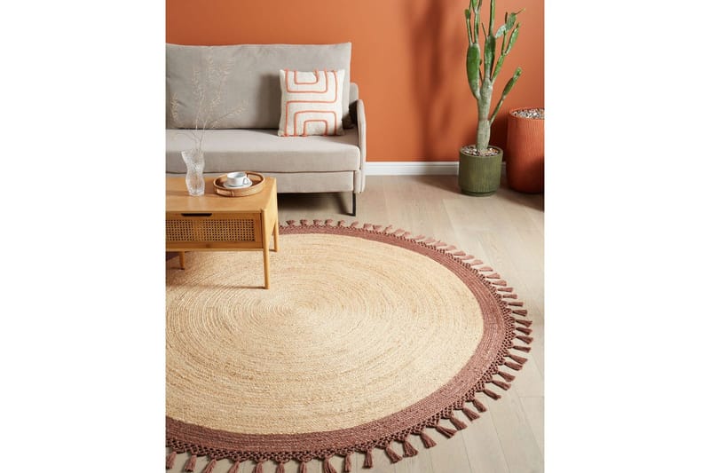 Fladvævet Marts - Beige, Brun, 200x200 cm - Tekstiler - Tæpper - Moderne tæppe - Sisaltæpper