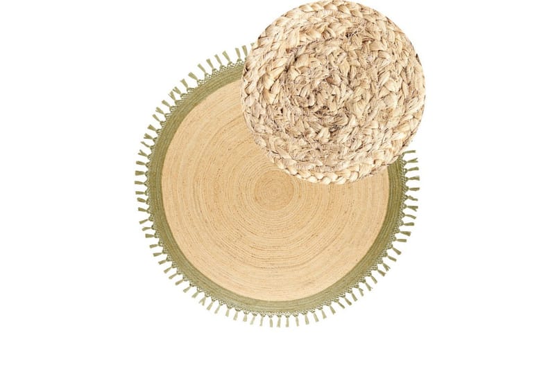 Fladvævet Marts - Beige, Grøn, 200x200 cm - Tekstiler - Tæpper - Moderne tæppe - Sisaltæpper