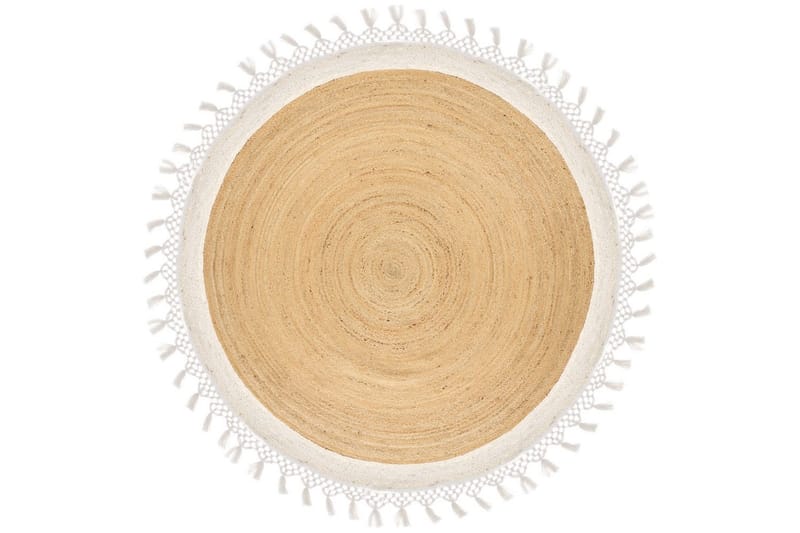 Fladvævet Marts, Beige, hvid, 200x200 cm