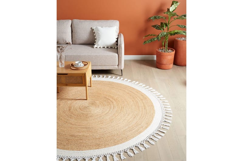 Fladvævet Marts - Beige, hvid, 200x200 cm - Tekstiler - Tæpper - Moderne tæppe - Sisaltæpper