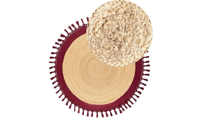 Fladvævet Marts - Beige, Rød, 140x140 cm - Tekstiler - Tæpper - Moderne tæppe - Sisaltæpper