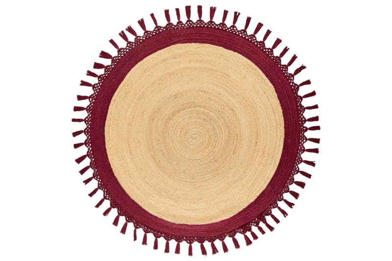 Fladvævet Marts - Beige, Rød, 140x140 cm - Tekstiler - Tæpper - Moderne tæppe - Sisaltæpper