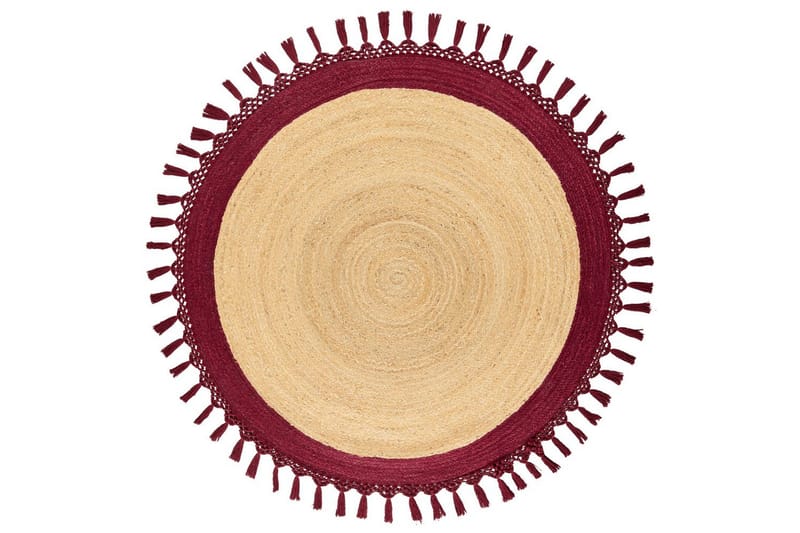 Fladvævet Marts - Beige, Rød, 140x140 cm - Tekstiler - Tæpper - Moderne tæppe - Sisaltæpper