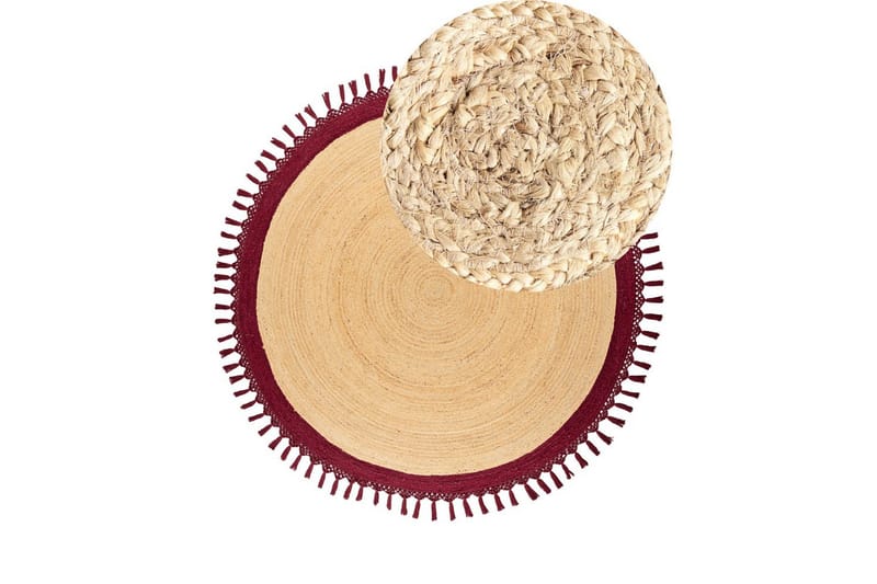 Fladvævet Marts - Beige, Rød, 200x200 cm - Tekstiler - Tæpper - Moderne tæppe - Sisaltæpper