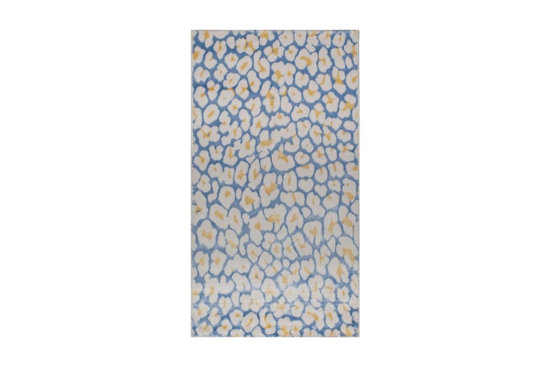 Blom Tæppe 80x150 - Blå - Håndvævede tæpper - Gummierede tæpper - Små tæpper - Mønstrede tæpper - Store tæpper - Hall måtte - Gangmåtter