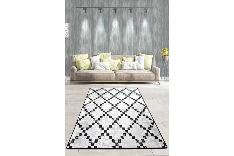 Chass Entrémåtte 80x300 cm, Hvid/Sort/Velour