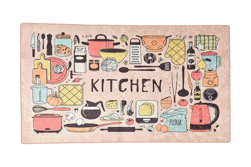 Contento Entrémåtte 100x300 cm, Flerfarvet/Velour