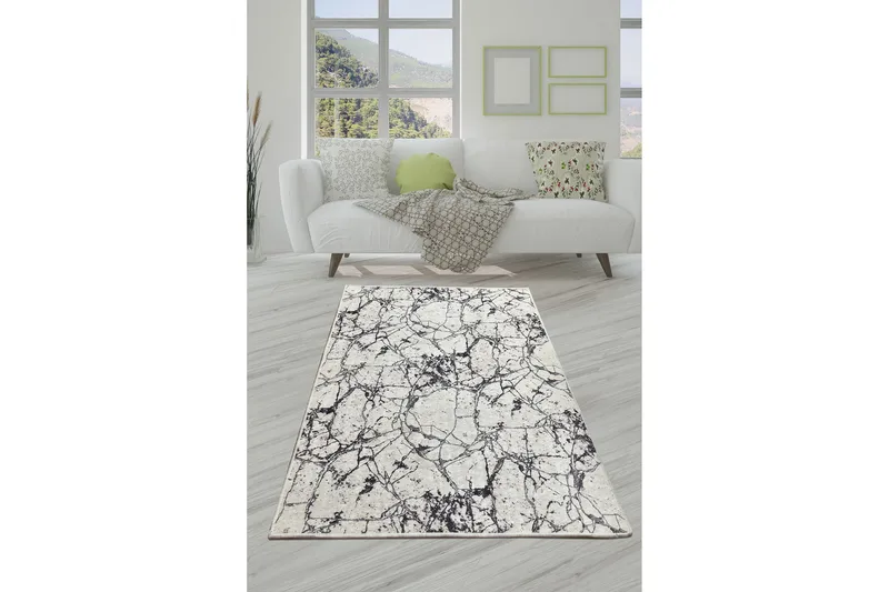 Marmuras Entrémåtte 80x300 cm, Hvid/Velour