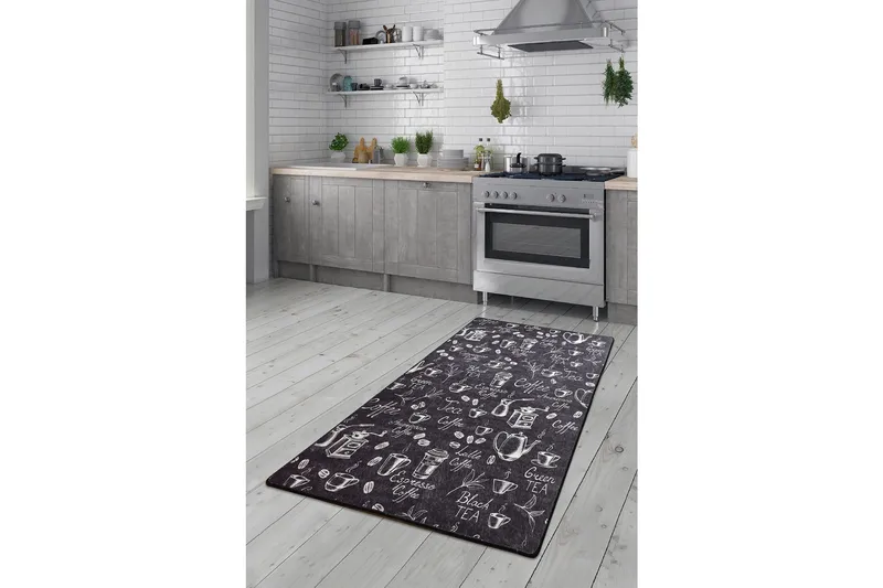 Mikino Entrémåtte 80x300 cm, Sort/Velour