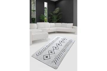 Sehnaz Entrémåtte 100x300 cm - Beige/Sort/Velour - Tekstiler - Tæpper - Moderne tæppe - Gangmåtter