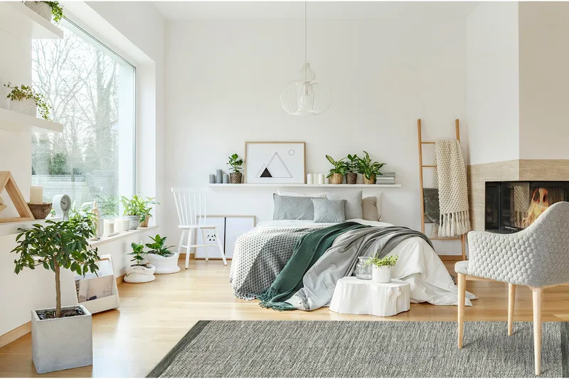 Gango Uldtæppe 240x340 cm Rektangulær - Grøn - Tekstiler - Tæpper - Moderne tæppe - Uldtæppe